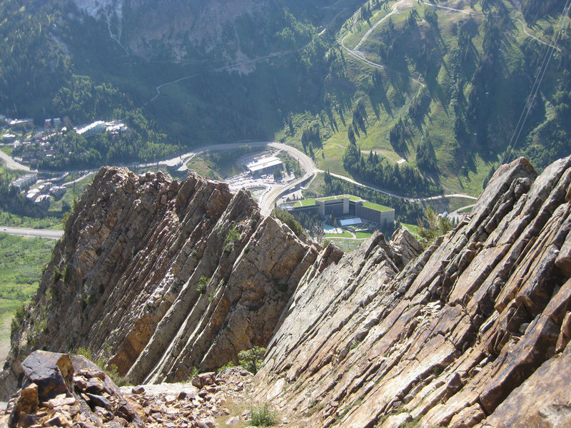Looking down the ridge onto Snowbird.