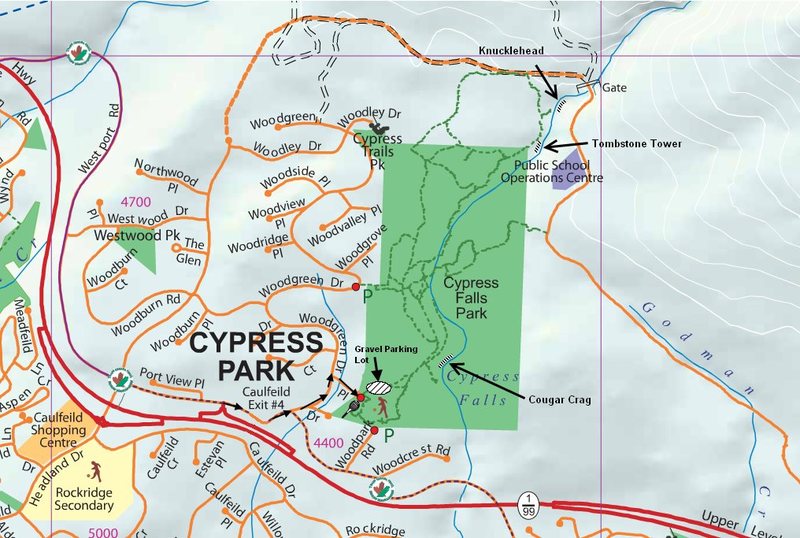 Location of the crags: Cougar Crag, Tombstone Tower, and Knucklehead