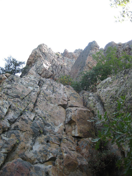 Looking up from the base of Forgotten Arete.