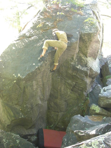 Mike on the crux top-out.