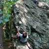 TJ on the FA of the "Bicentennial Arete" on the LRT in Grayson Highlands<br>
<br>
