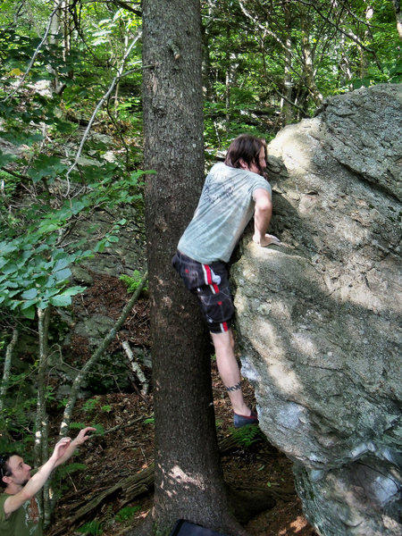 TJ on the FA of the "Bicentennial Arete" on the LRT in Grayson Highlands<br>
<br>