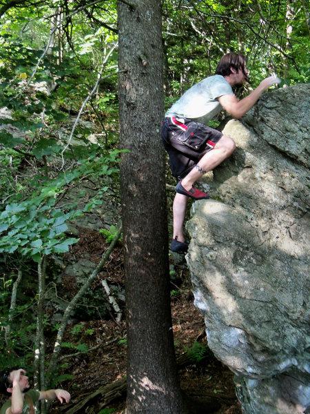 TJ on the FA of the "Bicentennial Arete" on the LRT in Grayson Highlands<br>
<br>
