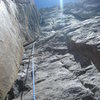 Pitch 1 of Open Book, 3 pitch 5.9, Tahquitz Rock, Idyllwild, CA