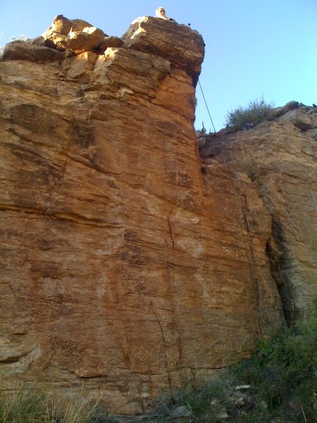 Beautiful pic of "Sloth". This is currently the right most route on the wall, however, there is another shorter section of face to the right of this.