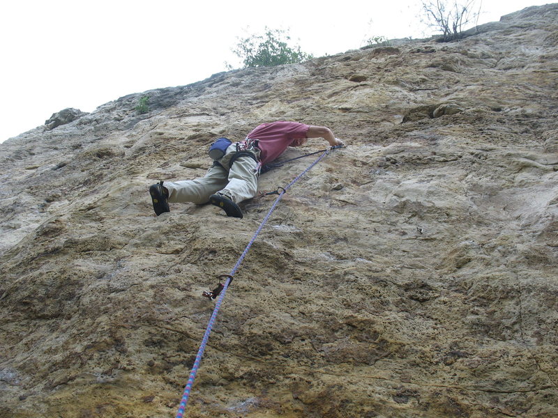 Through the crux, now run for the chains!<br>
<br>
Photo: Dan Wilkinson