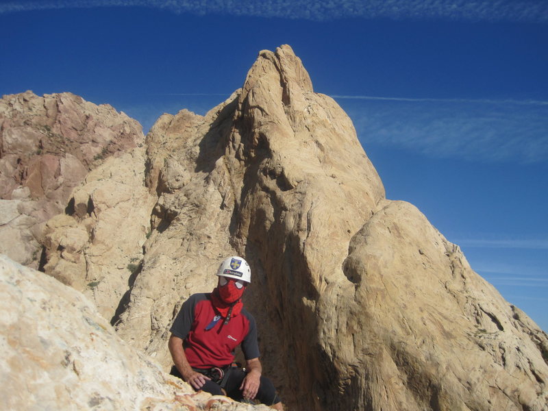 What a day !..The summit. looking .towards the end buttress of the "Mile and a Bit Girdle Traverse".