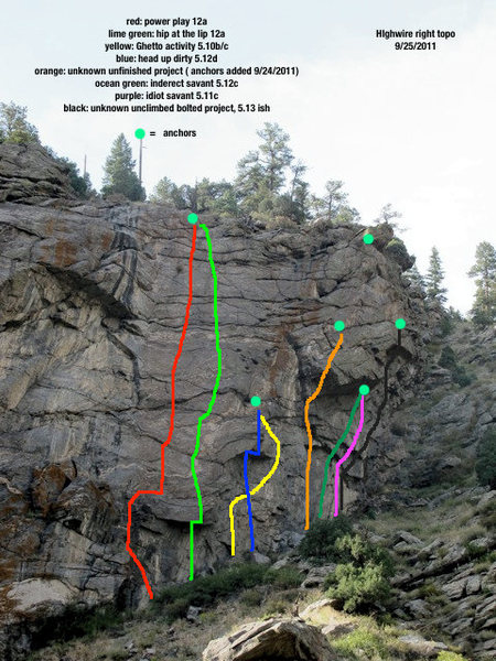 This is an updated topo of High Wire Right. More routes are going in now, so I will update in the next week or two.