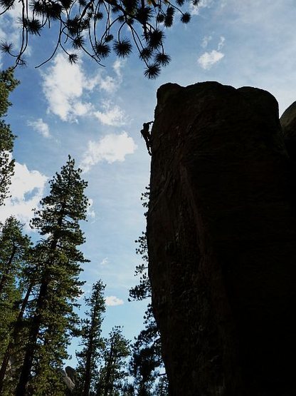 Sky surfing on Ruffles (5.10a), Clark Canyon