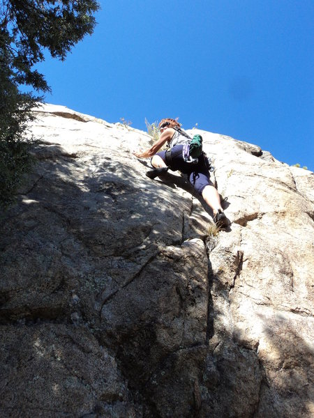 This is below the 1st piece of pro, and you've climbed through what feels like the crux.