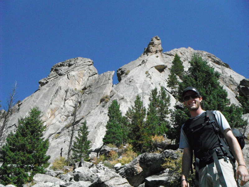 Looking up at Batman Pinnacle, from just below the start of Batman & Robin.