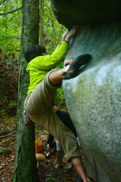 Checking out Nick's Boulder with Nick.