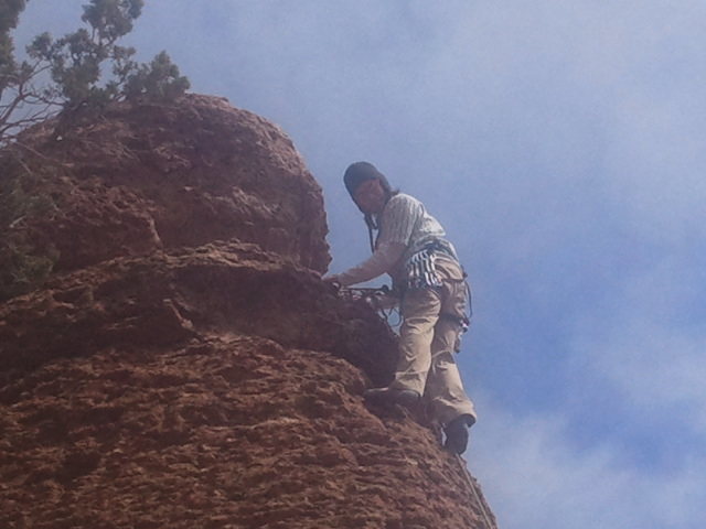 Ant on his first outdoor climb/first ever lead.