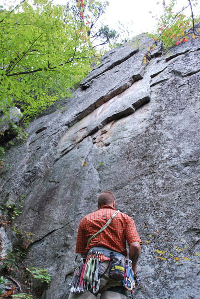 Summer Breeze. Climb to first overlap, traverse to second overlap, gun it across the smooth face. Happy climbing.