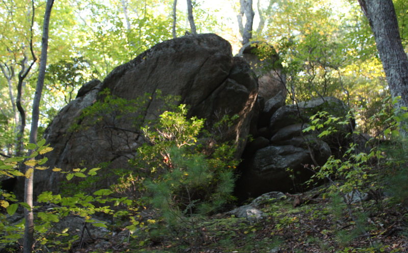 upper clump view of Deerstand Bouldering area from opposite slope.