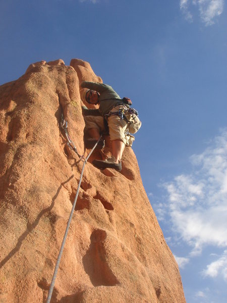 Jason leading the second pitch of North Ridge.