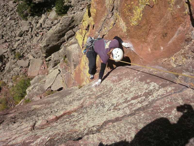Cindy making the hard move at the top of P1.