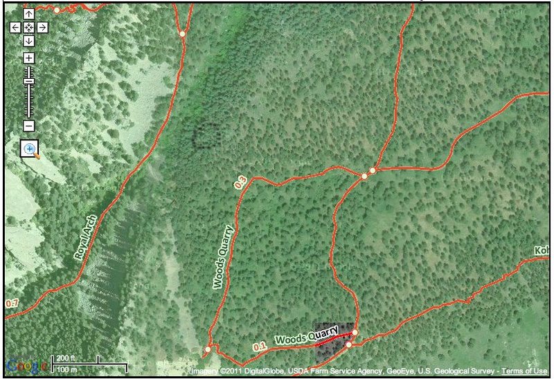 Location of The Annex Boulder and El Primero Boulder. <br>
<br>
It's a little bit hard to see, but the routes are in the black circle.