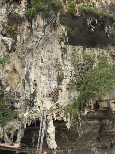 Viking in Heat (5.11c), you can see how it ramps up to an overhanging wall.