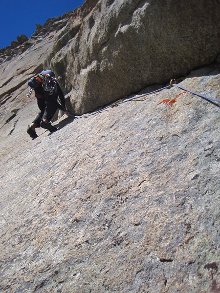 Blake wrapping up the crux traverse.