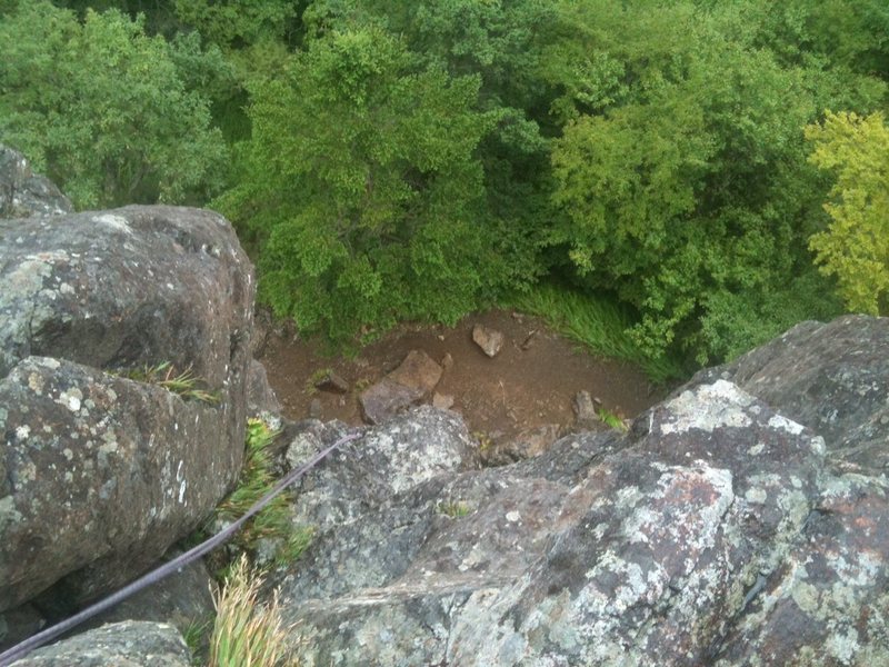 Looking down from the anchors