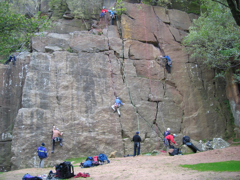 This area gets busy on days when more exposed crags are out of condition