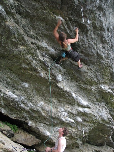 Nancy Lane on the shared start of Tin Man and Tin Monkeys - Henry Miller(Keith Becconsall) belaying