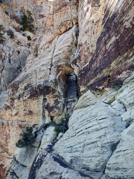 catwalk on Resolution Arete (link-up), P18 in Handren's book