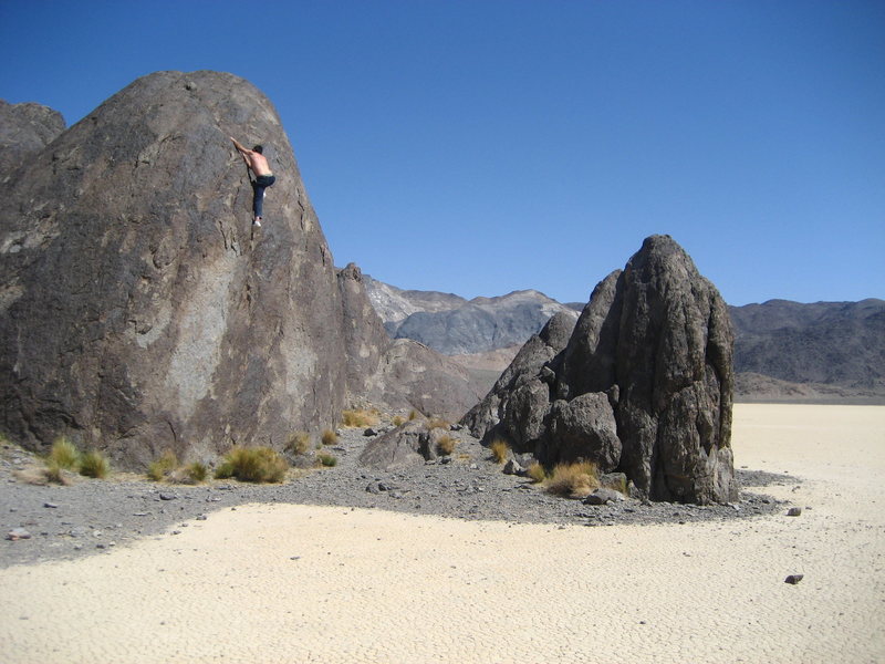 Climbing magazine reader photo of the month winner sept 2008 (i think thats when it was). doing some bouldering at the grandstand, Death Valley NP.