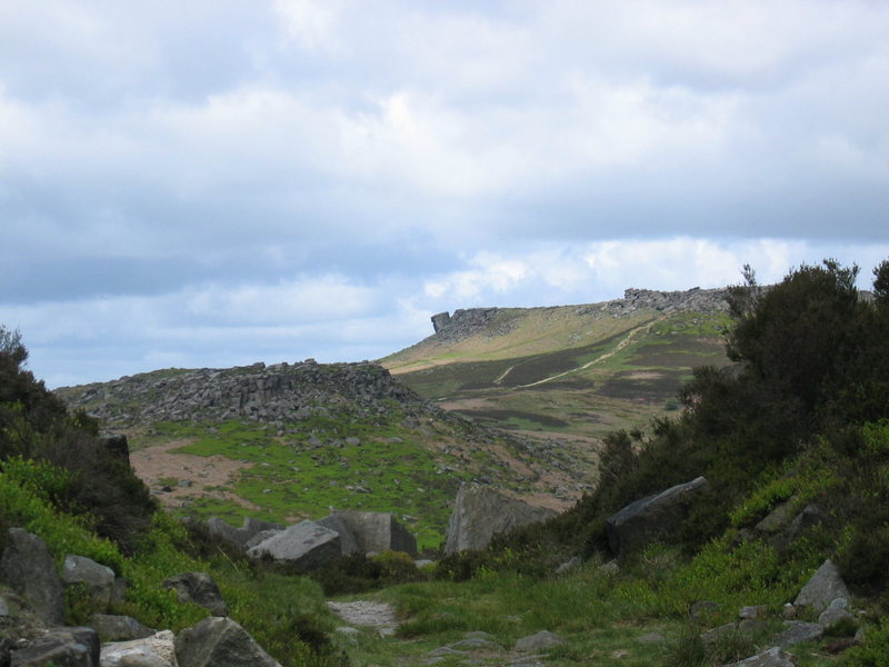 The Leaning Block seen from across the Burbage Valley (photo by Phil Ashton)