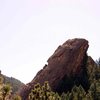 Dinosaur Rock from the NCAR trail- Pretty Sweet!  Climber in red is on Milkbone.