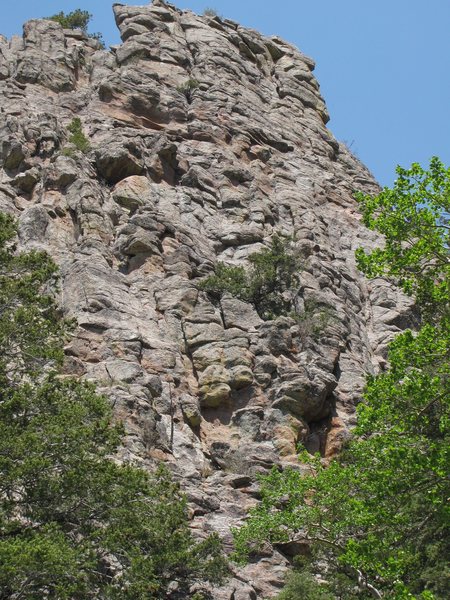 One Hand Clapping taken from the talus field between the Tridents and the Middle Way (photo by Jerry Inman).