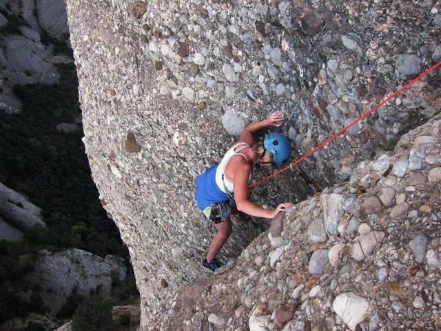 Long corner crack finish on Pitch 3 of Cavall Bernat's Via Normal