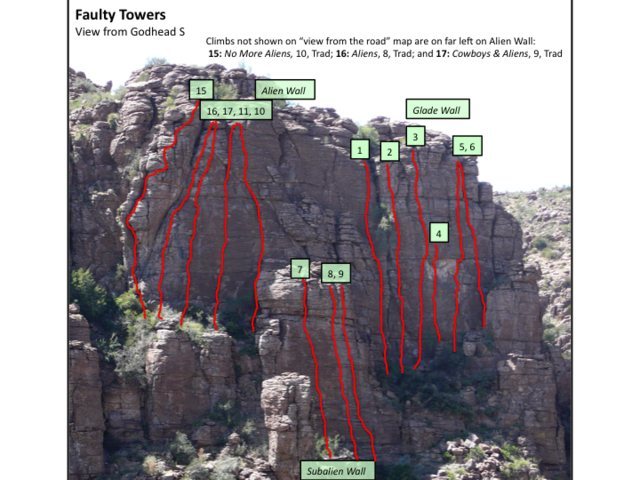 Faulty Towers climbs close up