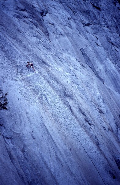 Tightrope, the notoriously runout 5.11b on the glacier point apron