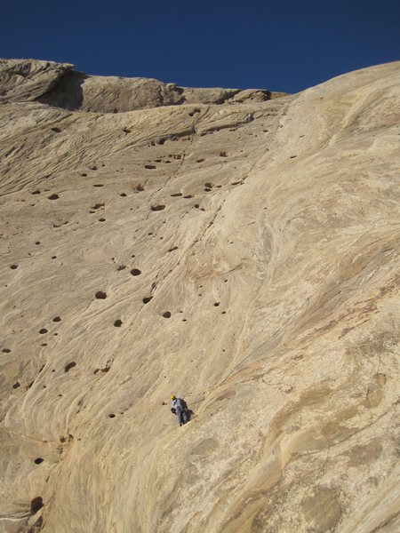 Andy at the belay below the 200'final pitch.