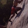 The first bolt i ever placed on the lead. FA of "St Alphonsos Pancake Breakfast" 5.10c Deerhorn Valley
