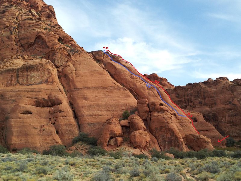 Red route = Jimmy Durante<br>
Blue route = Leopard's Tail