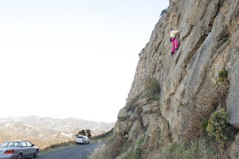 Kathleen climbs "Once Upon a Climb in the West" (5.9), at Crag Full of Dynamite
