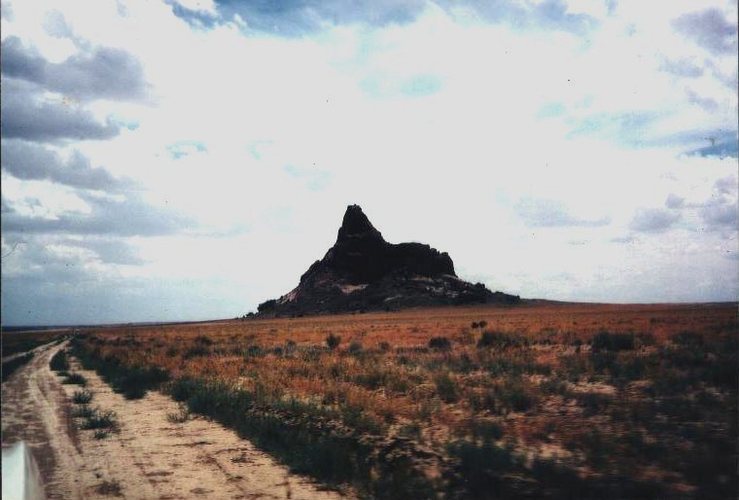 Barber Peak from the approach road off US 491 south of Shiprock.