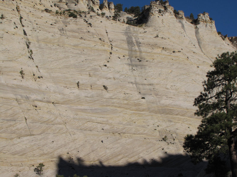 Jonathan on pitch two. See climber at bottom center of photo.