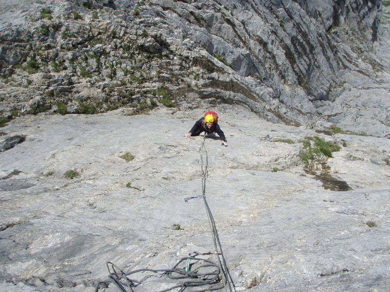 Excellent, technical face climbing on pitch three of Naebel und Chempae
