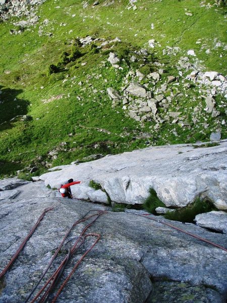 The clean second pitch of the South Pillar (5b)