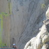 Amy Haessly coming up the 3rd pitch of Igor Unchained.....June 2011