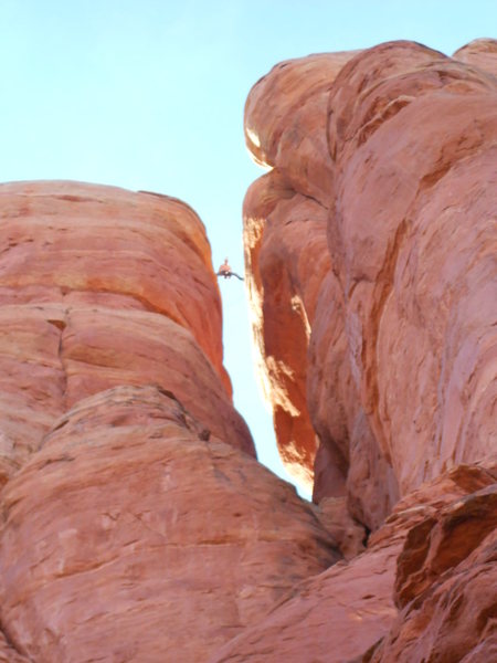 Step across from lower to summit tower.