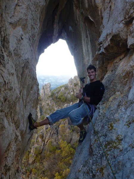 Photo Opp on the rappel. Through the looking Glass!