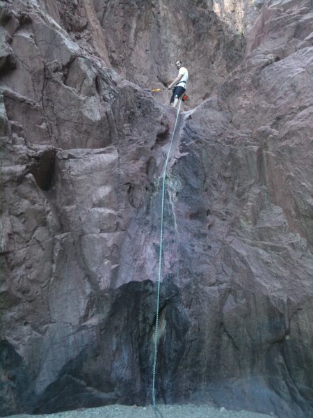 Me about to lower from first rappel spot at Boy Scout Canyon. Its a fun climb back up the route.