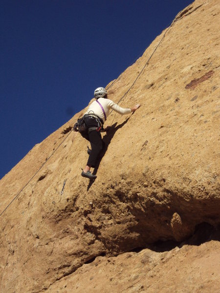Smooth sailing on the slab above the bulge on "Yellow Rose of Texas."