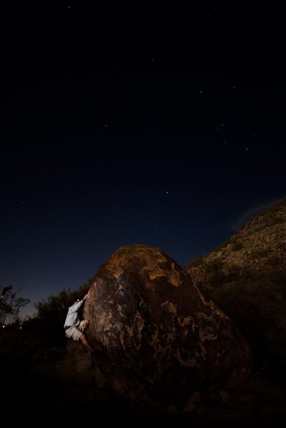 With the lights from the industrial park, Beardsley Boulders are climbable...but increase a grade at night.