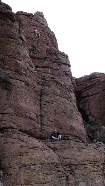 AMH on the upper face for the ground-up FA. DAS belaying.